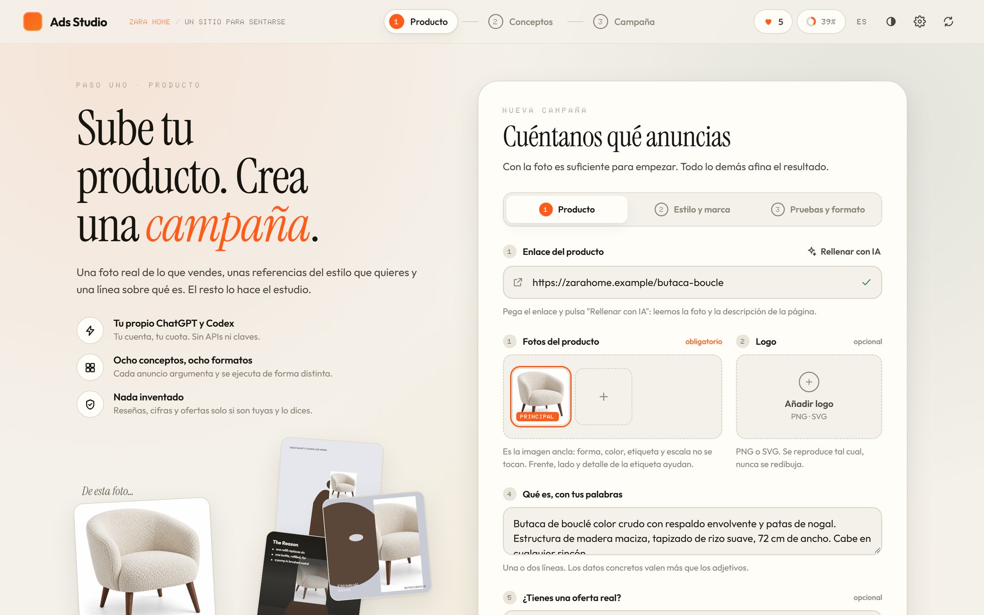 Paso 1: la pantalla Producto